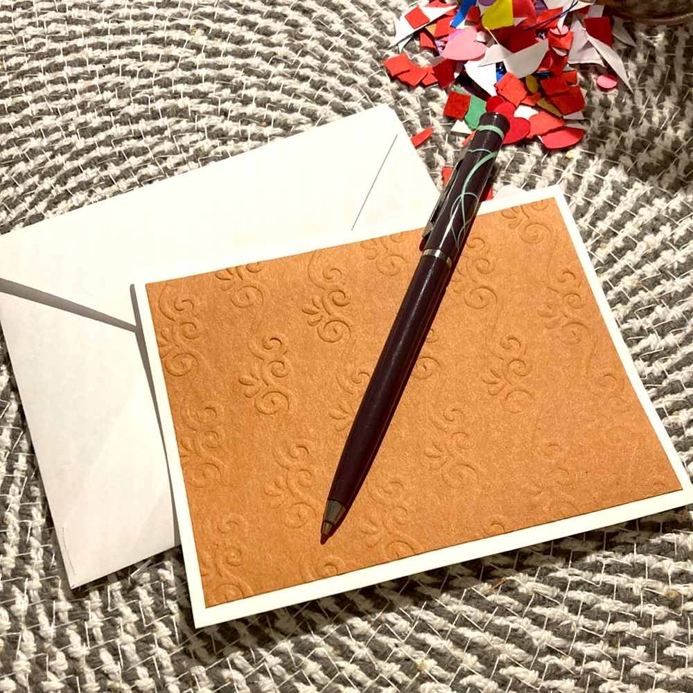 Set of Brown & White embossed cards w/envelopes